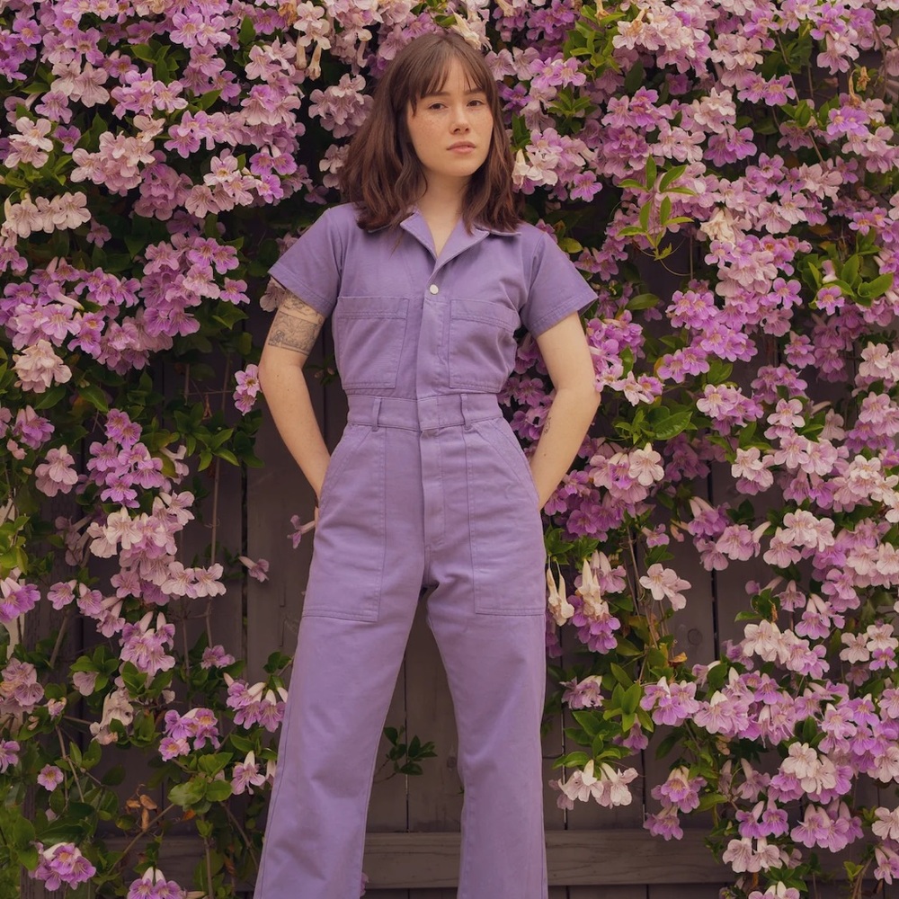 Big Bud Press 2XL Petite Short Sleeve Jumpsuit in Faded Grape